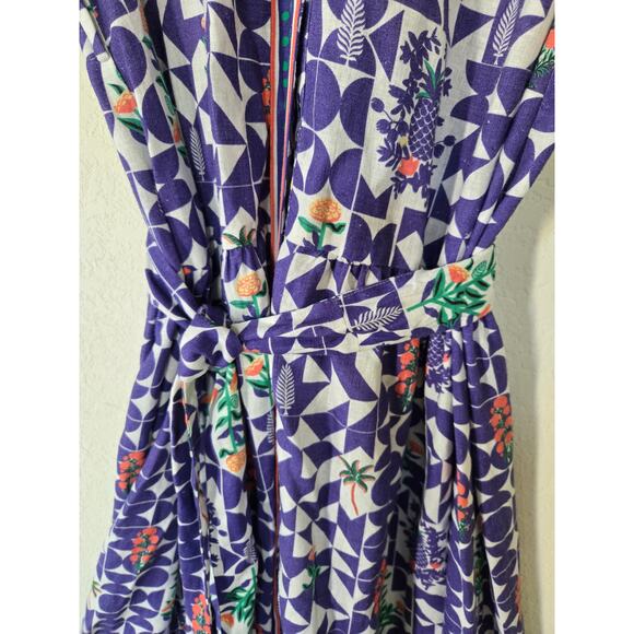 Emily Lovelock Linen Blend Midi Shirt Dress Size Large Cottagecore Scandinavian - Picture 6 of 11